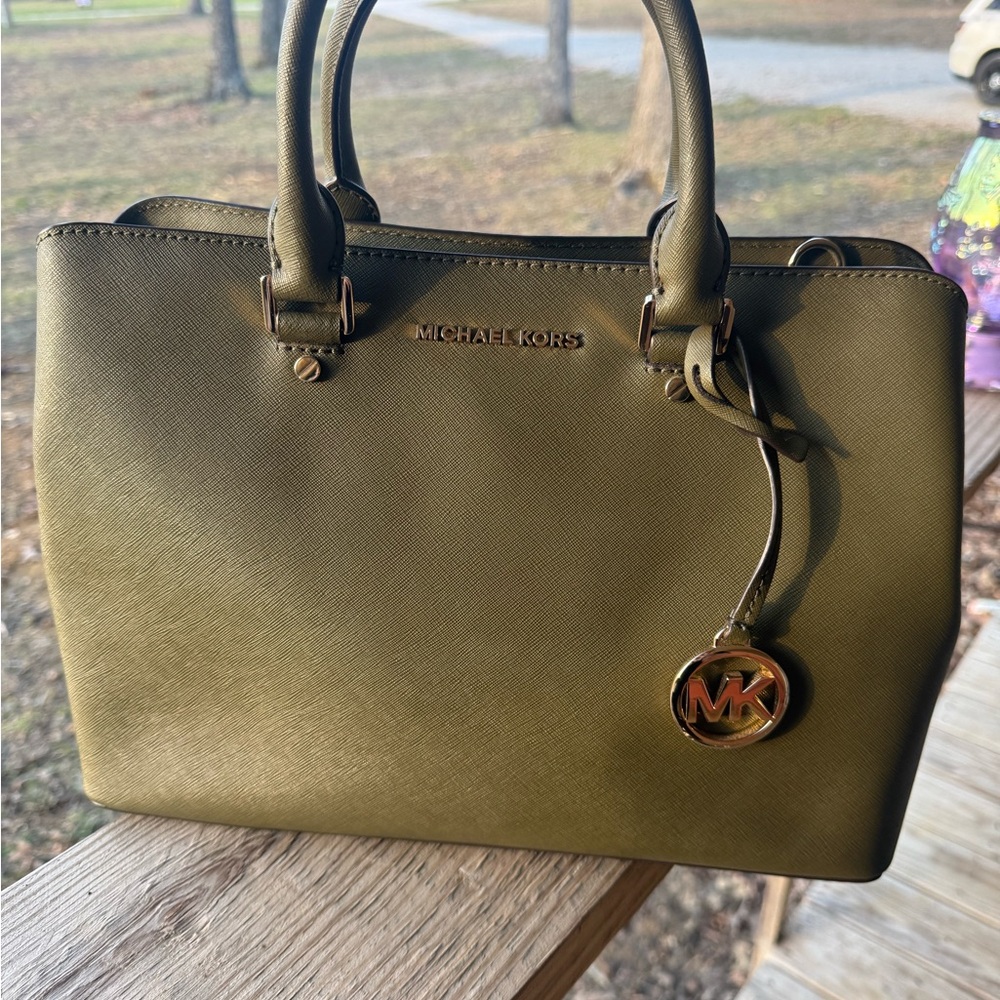 Michael Kors Olive Green Saffiano Leather Satchel